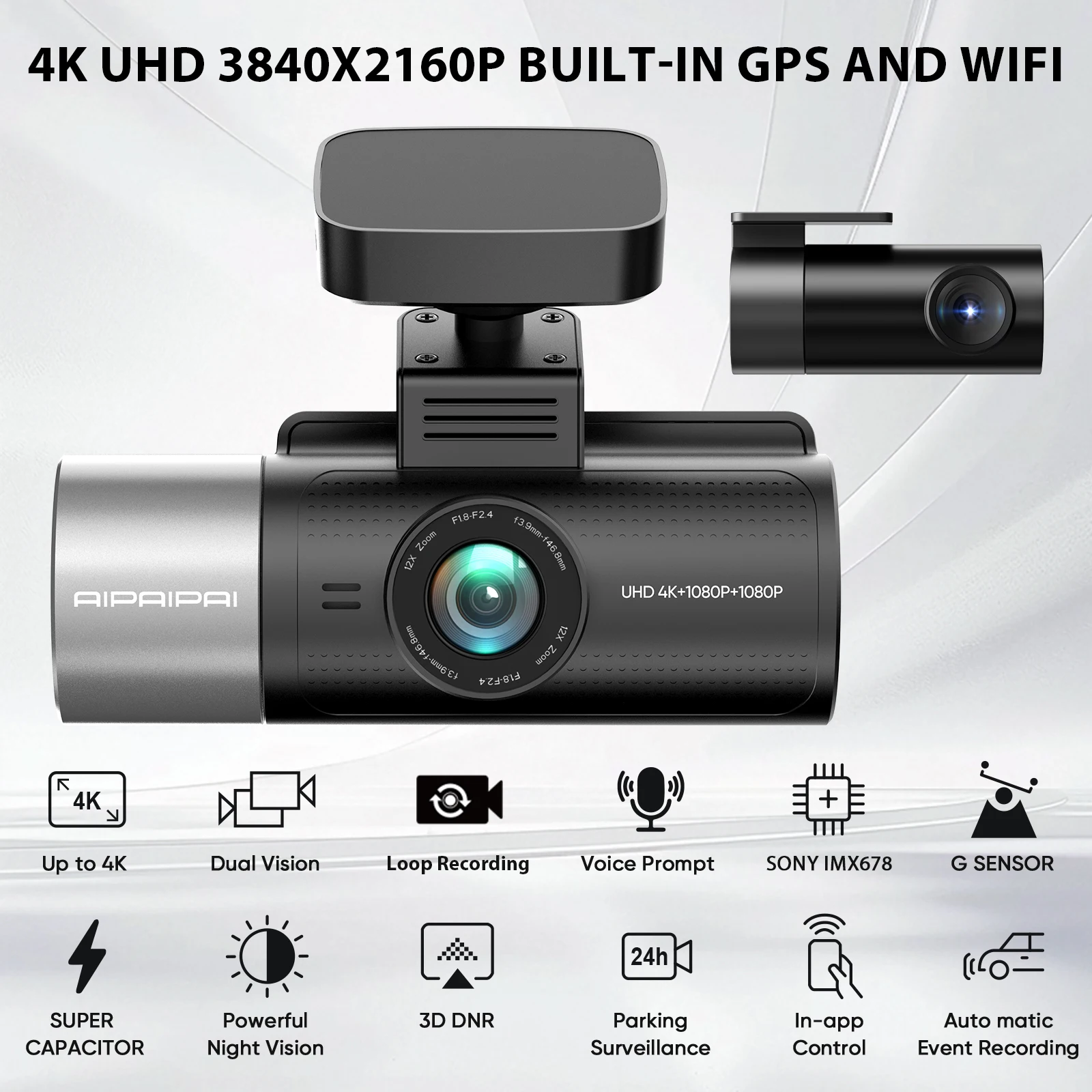 

IXM678 3 Channel Dashboard Car Video Camera Wifi GPS Vehicle Black Box Super Capacitor Battery Built in Dash Cam Car Camera DVR