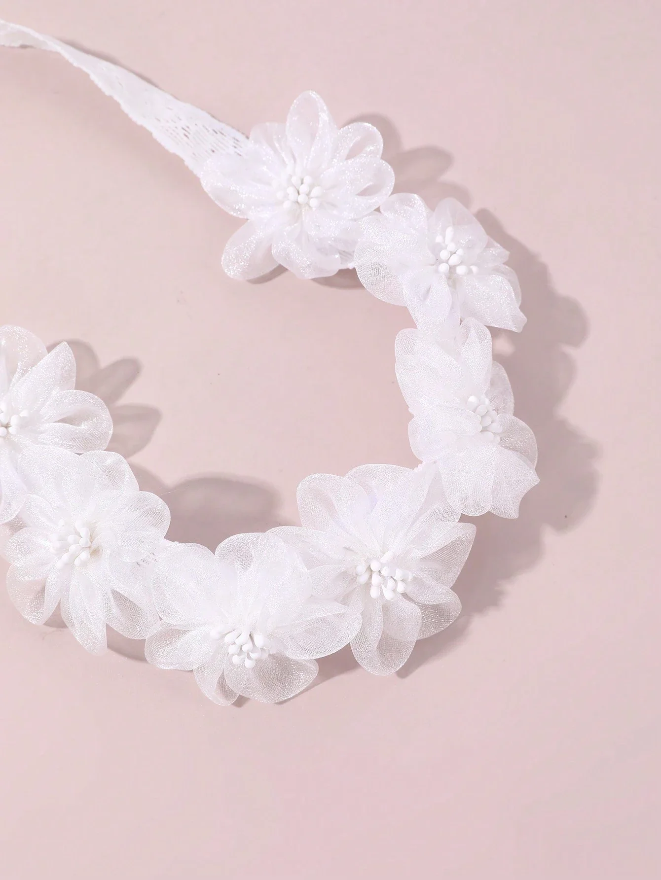 

1pc Girls' White Flower Headband For Daily Decoration