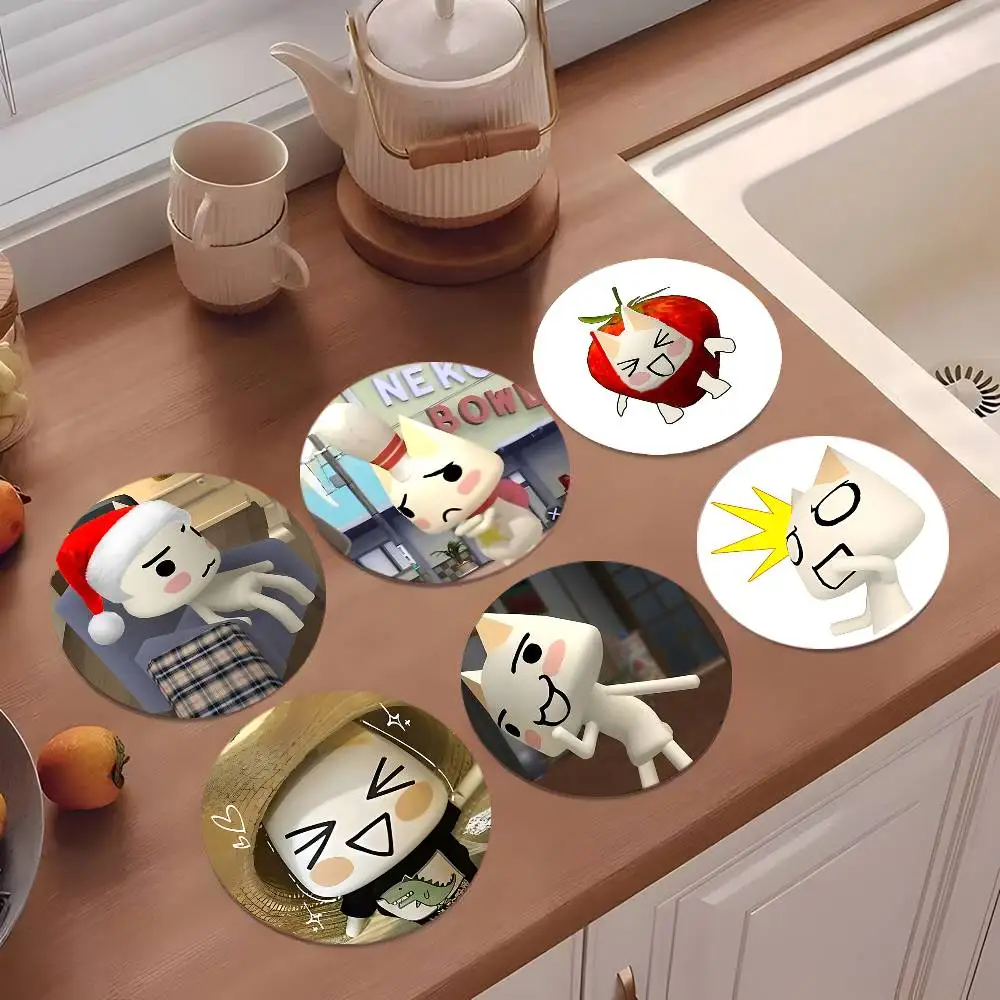 Kawaii-B-boykisser Silly Cat Coasters Round Wooden For Cute 