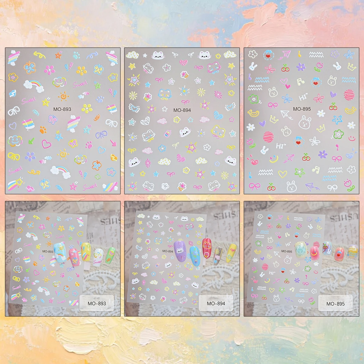 3 hingga 12 Lembar Stiker Kuku - Nail Art Rainbow ulasan dan harga