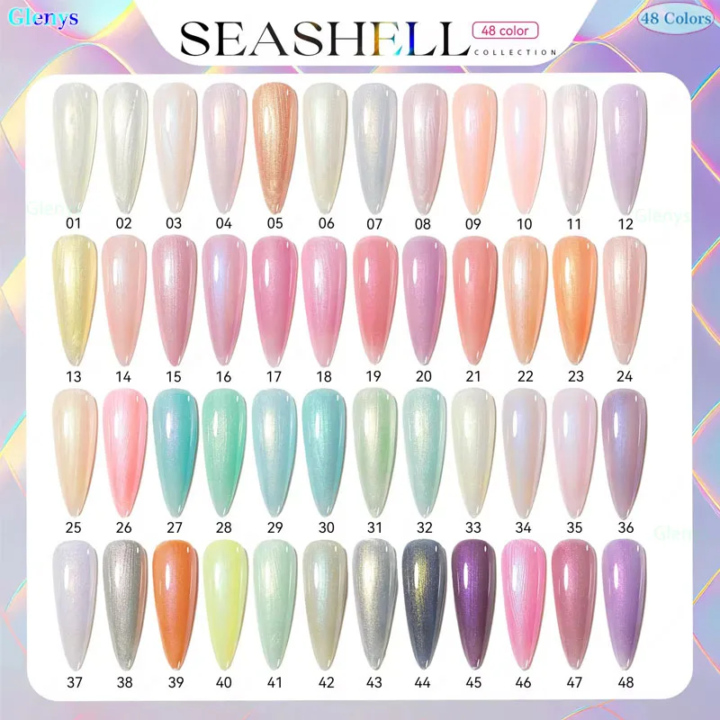 Glenys 48 Farben * 15 ml Dream Shell Nagellack Gel Net Red Beliebtes Immersionsgel Nagelgeschäft Essential Nail Art Lackset