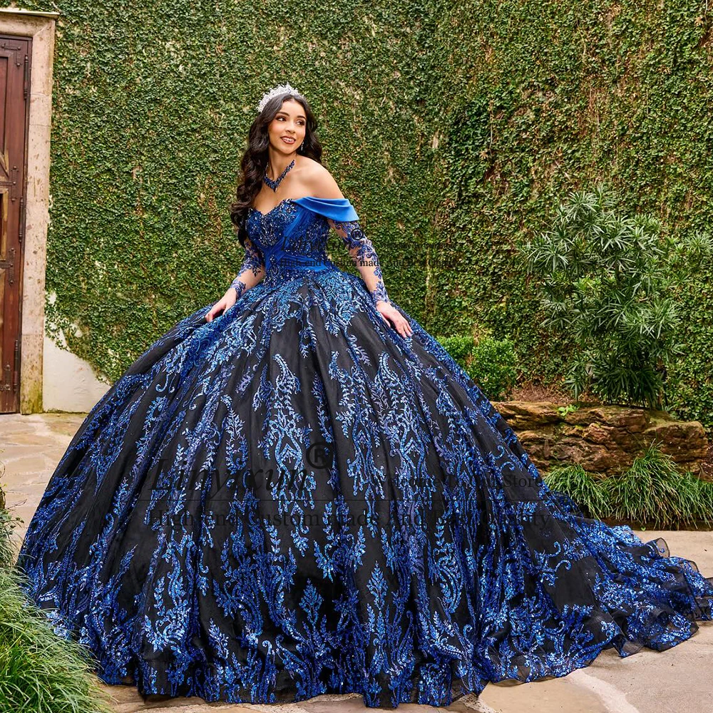 

Exquisite Sparkly Applique Quinceanera Dresses Off Shoulder Crystal 16 Birthday Ball Gowns Customized vestido quinceañeras