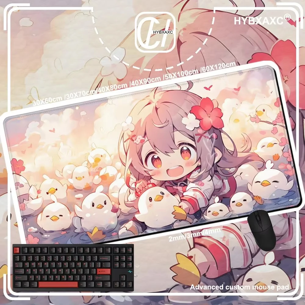 Girls and Duck Xxl Mouse Pad 900x400 Kawaii Anime Girl Deskmat Pc Gaming Accessories Computer Offices Non-slip Mousepad Keyboard