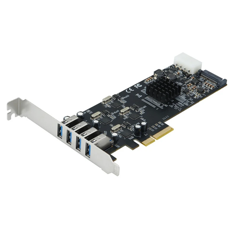 Pcie 4 Ports USB3.0 Expansion Card 20G PCI-E To 4 Channels USB 3.0 Riser Card PCI Express Adapter Card