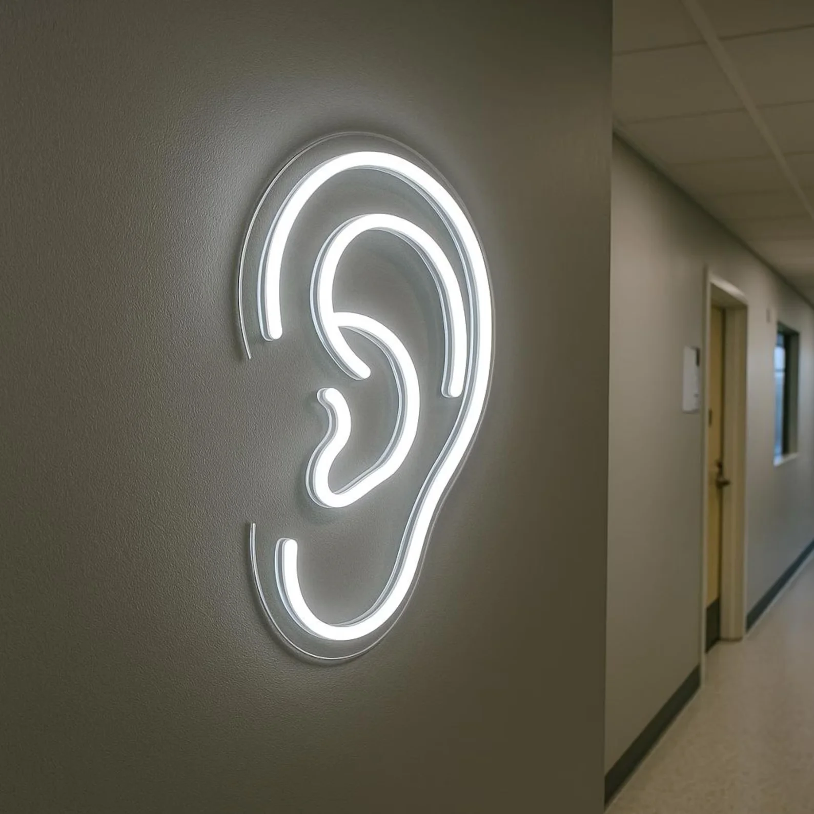 Ear Neon Sign, Human Ear LED Neon Light, Neon Decor for Audiologist, Clinic Office Neon Decor, Customized Ear Neon Sign