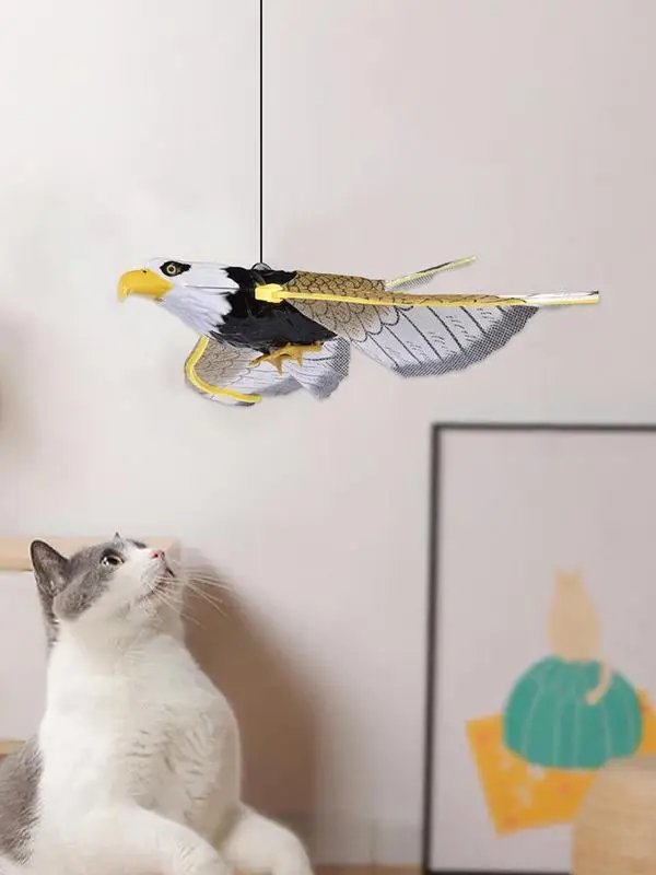 Simulation Bird Interactive Cat Toys Electric Hanging Eagle Flying Bird Cat Teasering Play Cat Stick Scratch Rope Kitten Dog Toy