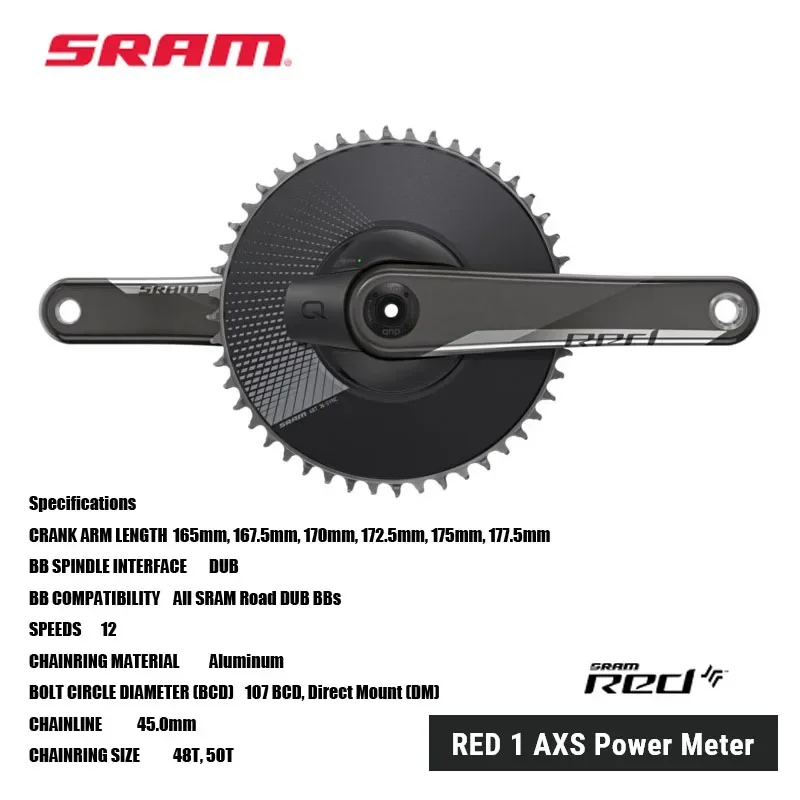 SRAM RED 1 AXS Power Meter chainwheelset 48 and 50t variants have fully integrated power MTB & Road bicycle acesssories cycling