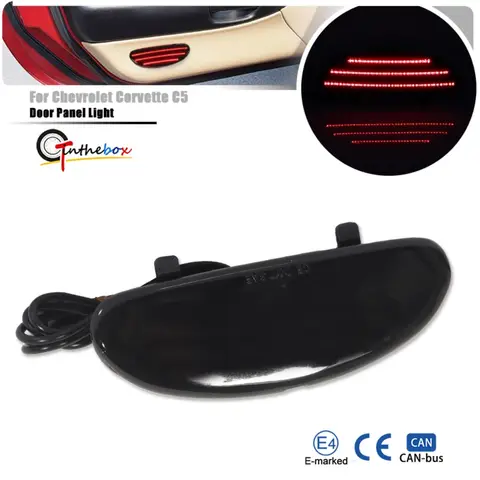 Gtinthebox 1PC Red LED Inner Door Panel Reflector Light For Chevrolet Corvette C5 1997-2004 Side Door Courtesy Lamp 10295148
