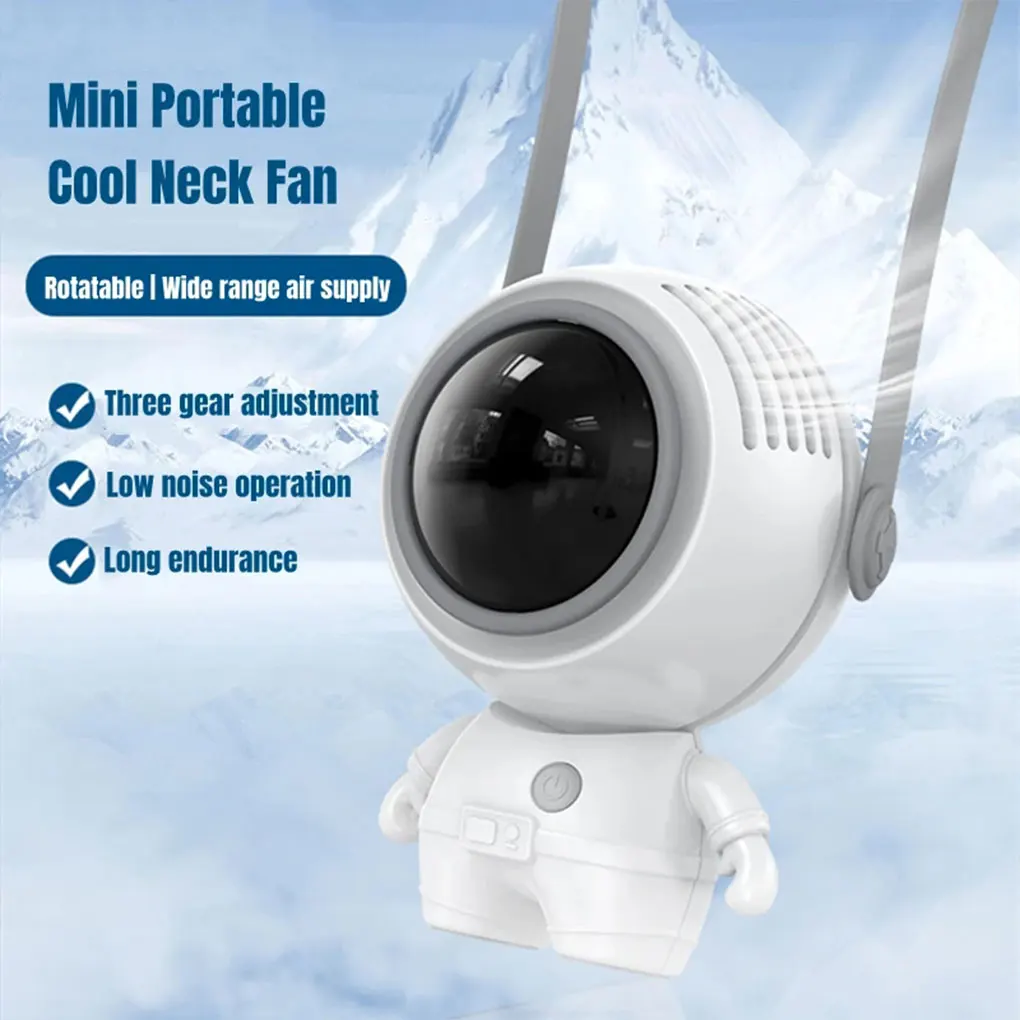 Astronaut ABS Neck Hanging Fan Adorable Brushless Motor Hiking Cooling Fans