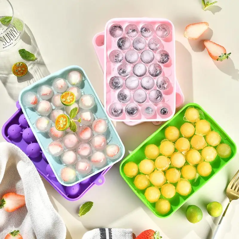 25 Grids Ball  Mold Silicone With Cover Ice Storage Box Easy To Demould DIY Ice Ball Maker Grape Ball Handmade Soap Mold