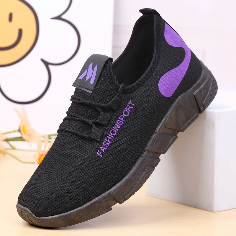 Women Vulcanized Shoes 2024 New Running Sports Summer Mesh Breathable Lace Walking Fitness Thick Soled Women Sports Shoes