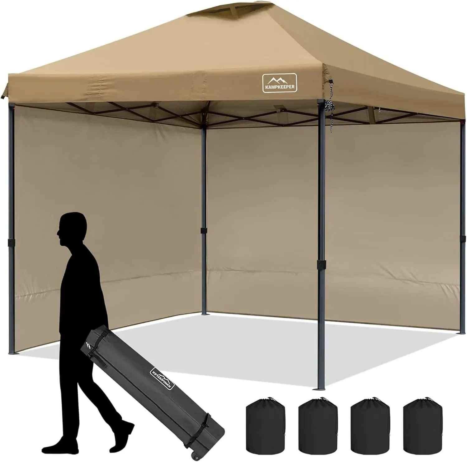 

10x10 Pop-Up Canopy Tent, Waterproof, Portable Shade with Side Walls, Adjustable Instant Outdoor Shelter for Camping, Backyar
