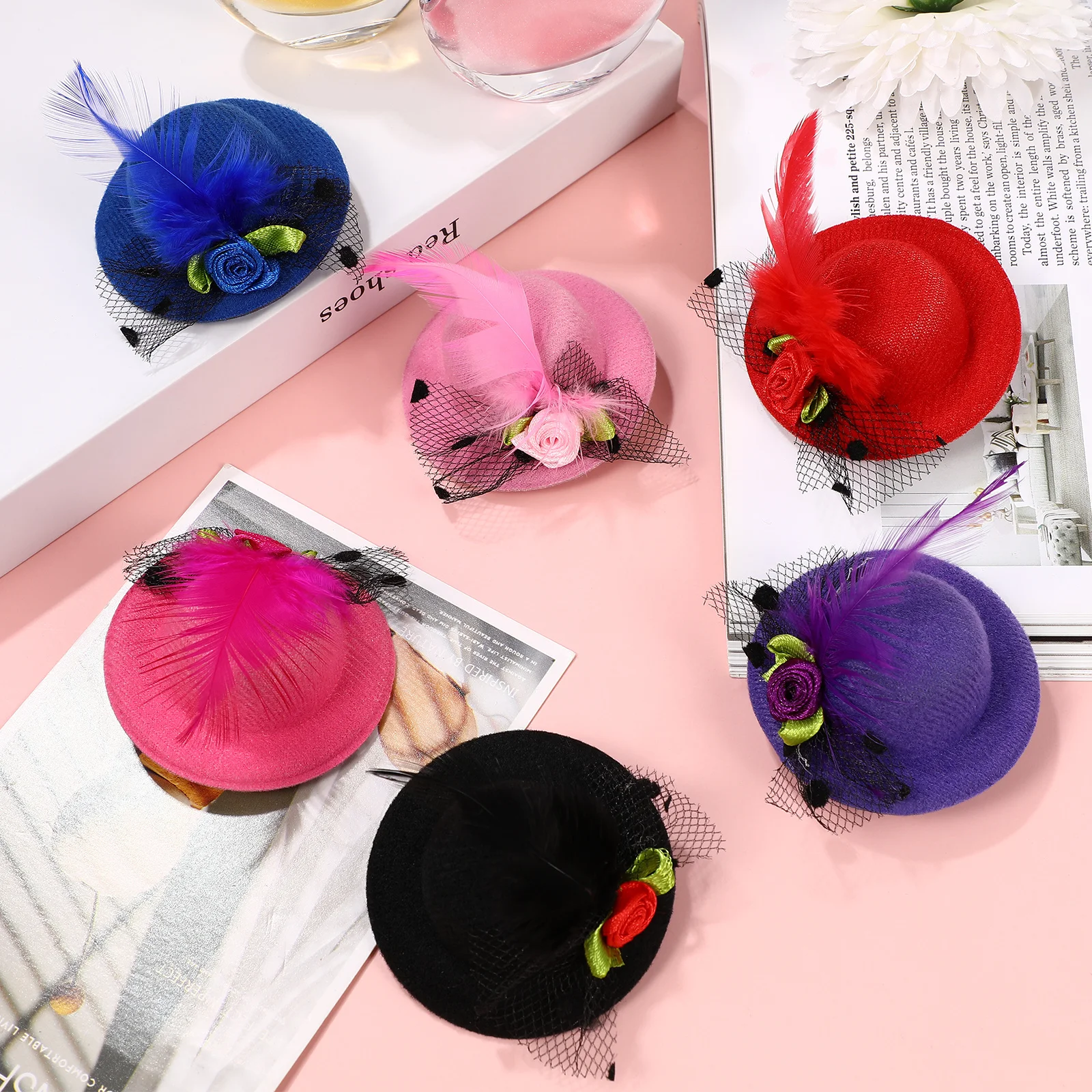 

12Pcs Mini Hat Hair Clips Girls Hair Barrettes Party Dance Kids Accessories Colorful Gift Ideas Barrettes for Girls