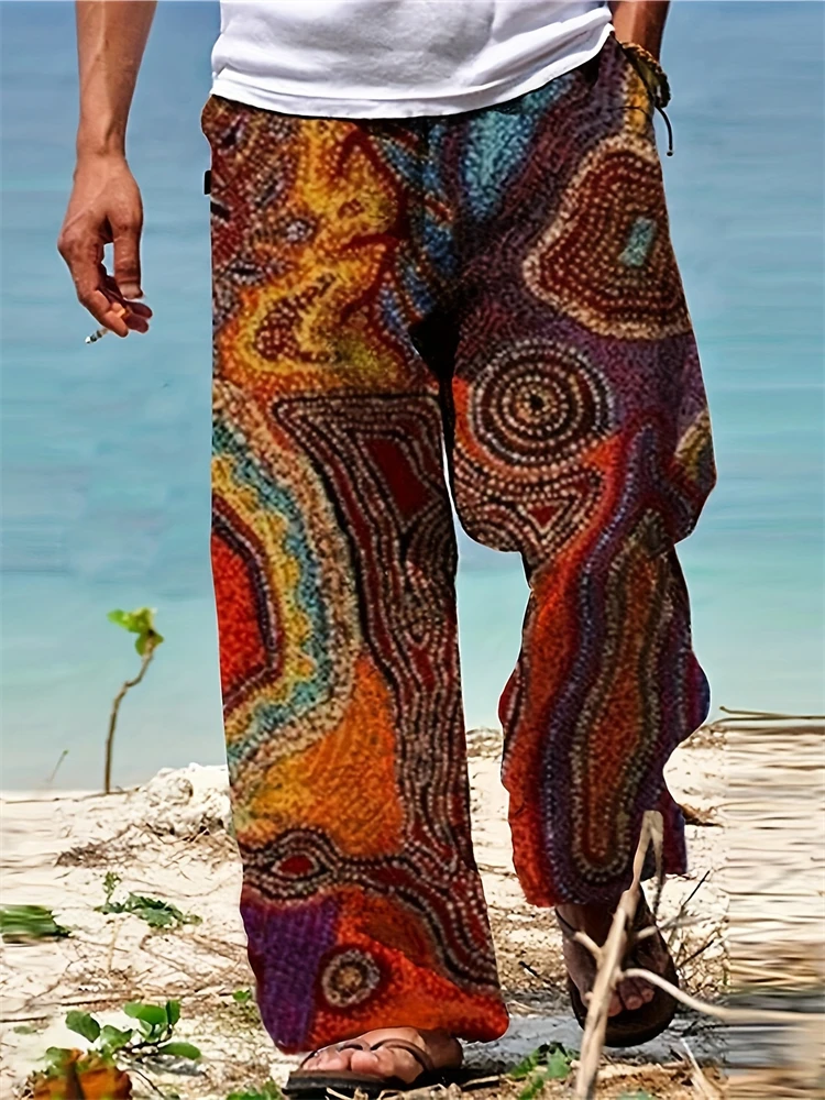 2025 Pantalones con estampado 3D de Hip Hop para hombre, pantalones de chándal Vintage para hombre, pantalones de playa informales, ropa de calle, pantalones de chándal sueltos de verano