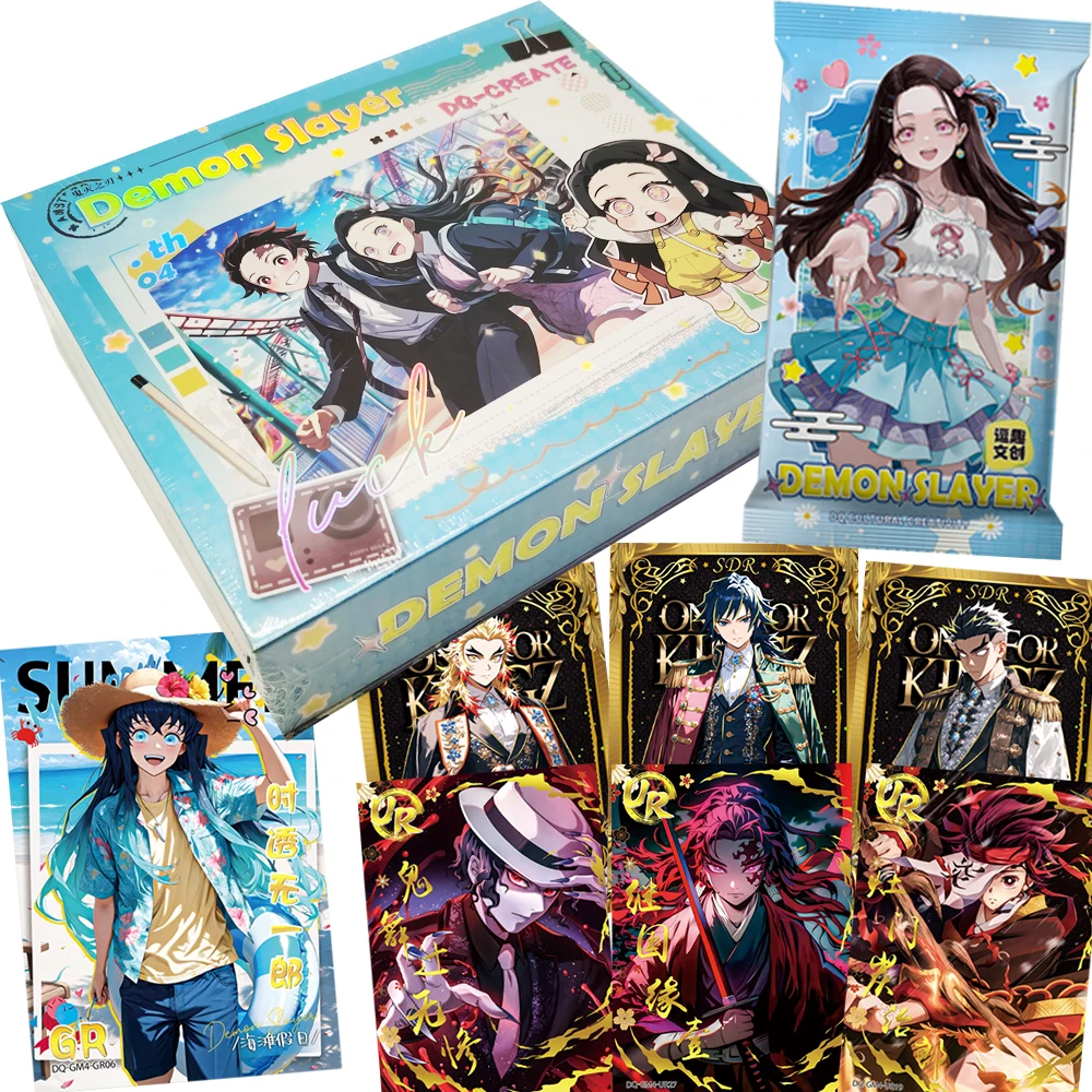 

Anime Demon Slayer Collection Cards for Children Kamado Nezuko Tanjirou Refreshing Summer Vacation Leisure Cards Festival Gifts