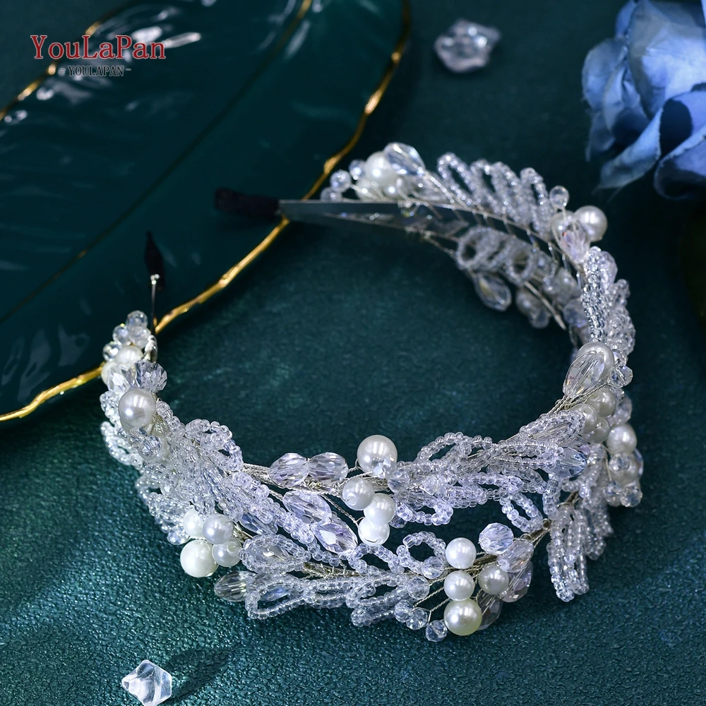 TOPQUEEN  Bridal Hair Hoop Shining Rhinestone Flowers Wedding Handmade Bridal Hair Accessories  Elegant Women Hair Tiara HP654