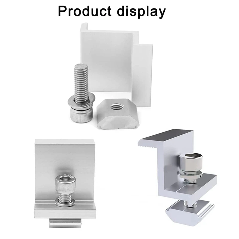 Pack of 8 Solar Module Brackets, Solar Panel Holder, End Clamp, Adjustable, Fixing Solar Module Holder (35 mm)