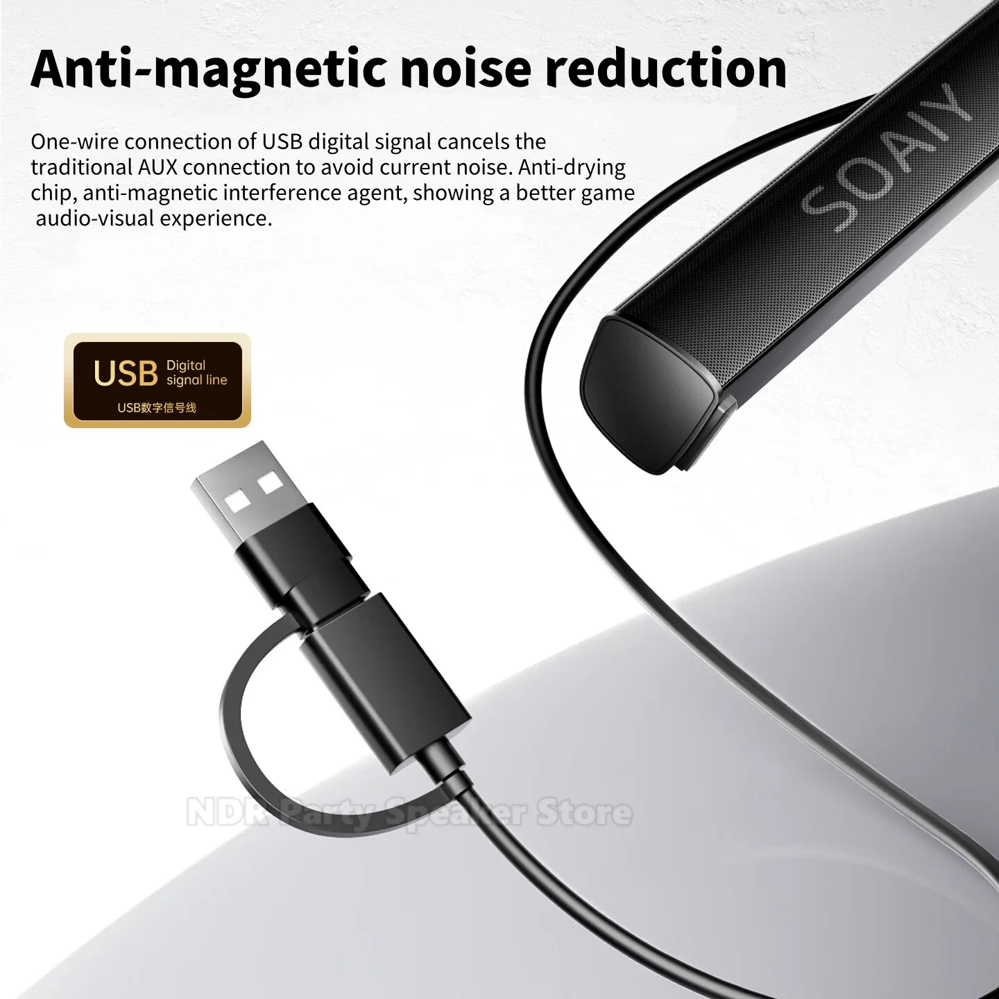 SOAIY Audio Computer Speakers Home Desktop Subwoofer Mini Portable Game USB Wired Esports Sound Compatible with Bluetooth 5.4