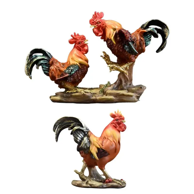 Realistic indoor Chicken Statues ornament Resin Rooster Animals Sculptures Decor Chicken Ornaments Yard Art Decor