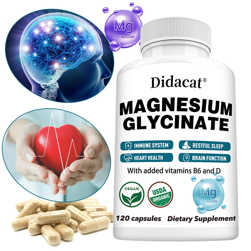 Magnesium Glycinate Supplement - Supports Immune System, Healthy Sleep, Heart Health and Brain Function, Non-GMO, Vegetarian