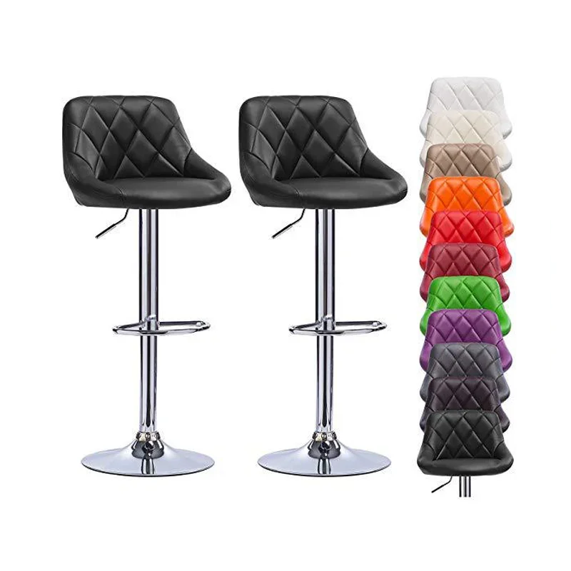 Cheap Price Bar Stools  Restaurant Chair 2-pack Sets Kitchen Chair Black Pu Leather Swivel Bar Stools Bar Chair