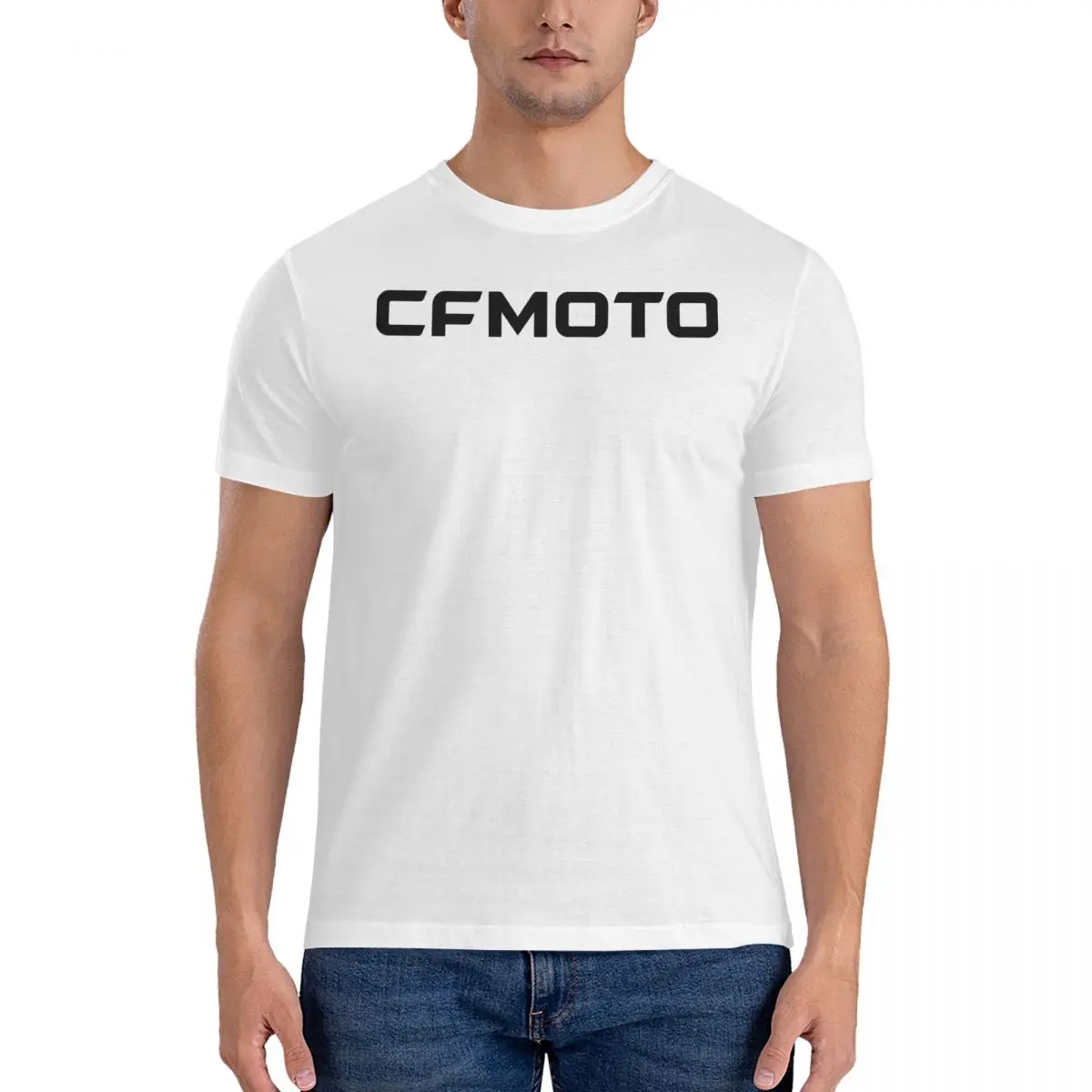 LOGO T-Shirts Men CFMOTO Funny 100% Cotton Tees Round Collar Short Sleeve T Shirt 4XL 5XL Tops