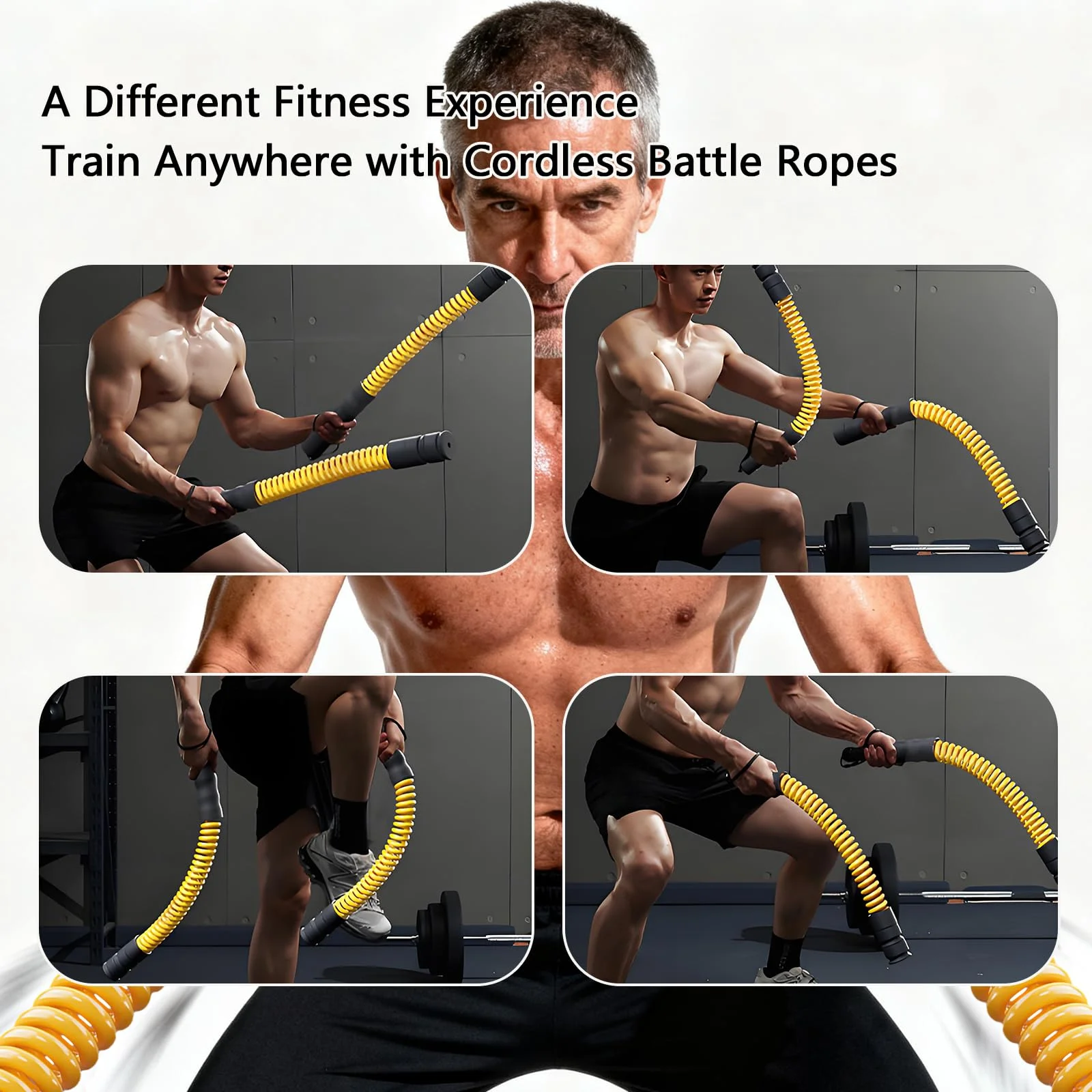2026 New Heavy-duty Model Three-Gear Adjustable Counterweight Steel ABS Ropeless Battle Ropes for Aerobic Physical Training