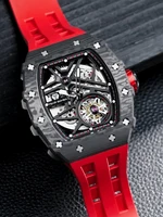 TSAR BOMBA Mens Automatic Watch Luxury Carbon Fiber Mechanical Wristwatch Skeleton Waterproof Clock Tonneau Watch for Men photo 4