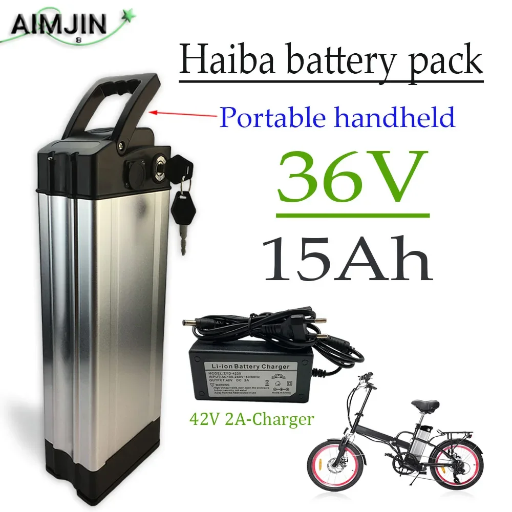 Electric bicycle battery HaiBa 36V 15Ah Li-ion Battery Pack, 15000mAh  High capacity Long lasting battery life+Charger