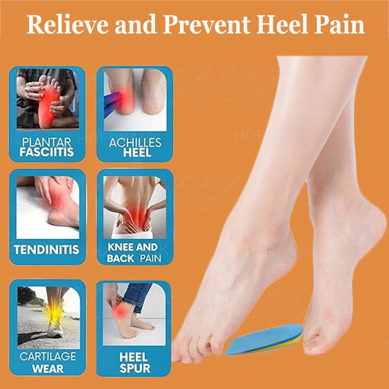 Almofadas de calcanhar de silicone para esporas de calcanhar palmilhas de alívio da dor fasciite plantar apoio para os pés em forma de u almofadas de calcanhar aumento de altura
