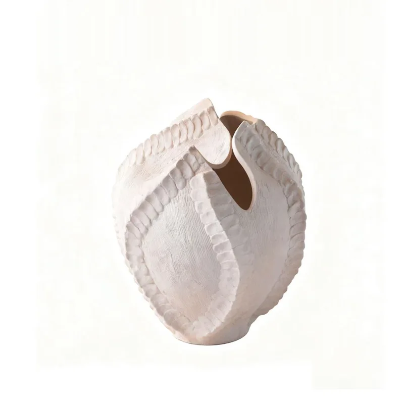 

style handmade creative notched ceramic vase utensils hotel model room B&B soft decoration flower vessel decoration