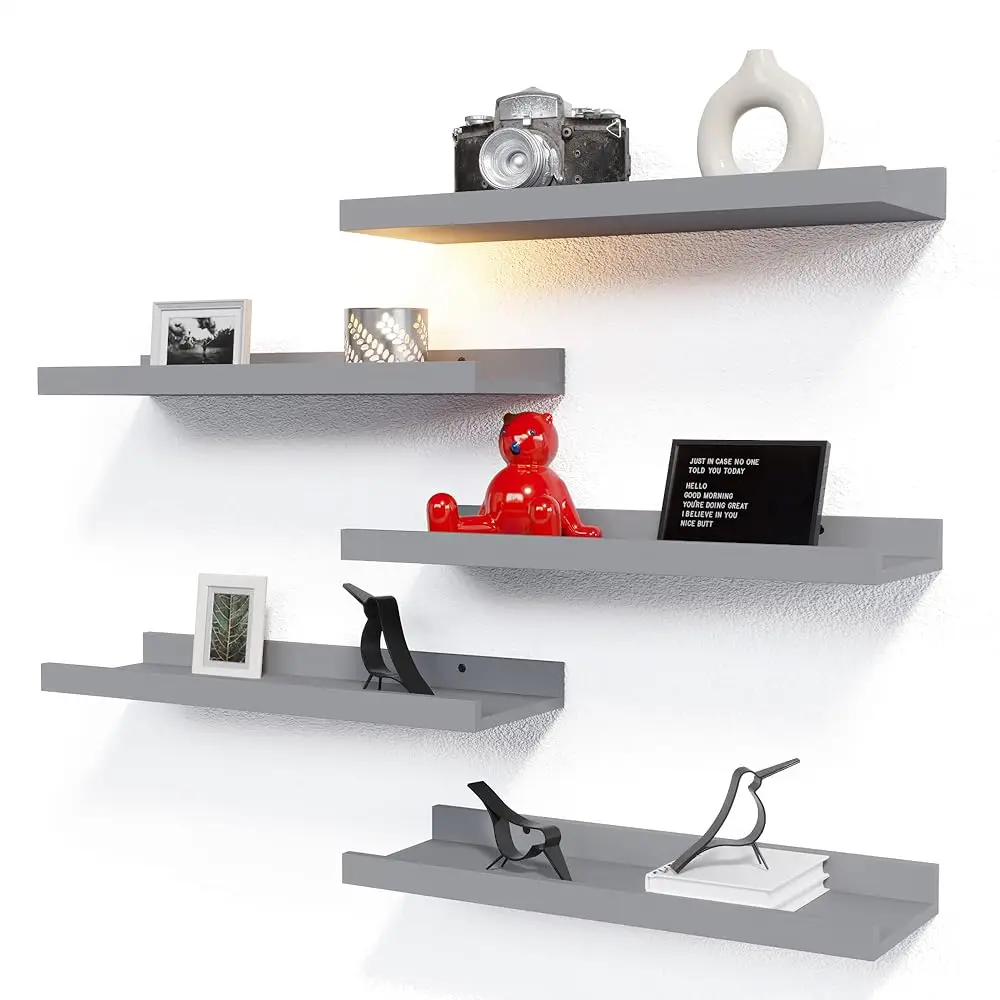 

Mounted Shelves For Wall Decor, Modern Picture Ledge Shelf With Lip For Wall Storage Nursery, Bedroom, Living Room, Bathroom -