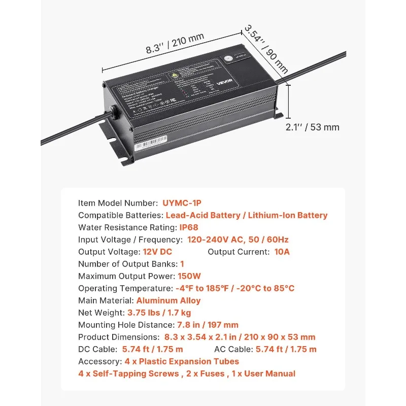 1-بنك 10A 12V شاحن بطارية بحري ذكي على متن IP68 قارب مقاوم للماء RV #2
