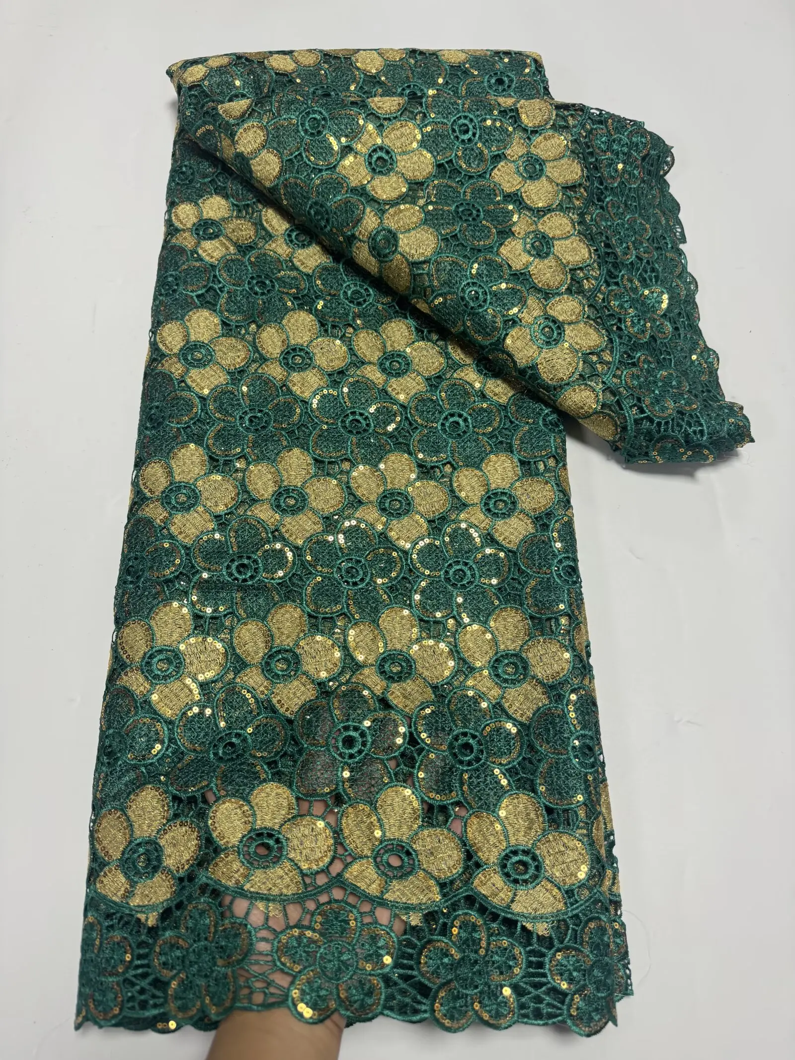 

African Guipure Cord Lace Fabric 2025 High Quality Nigerian Flower Applique Lace Material 5 Yards For Wedding Sewing
