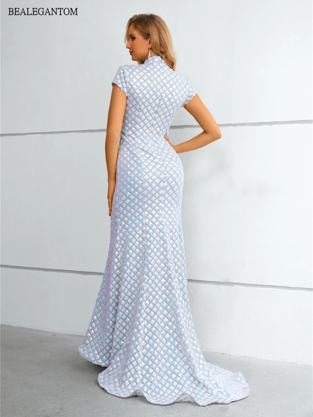 Bealegantom 인어 이브닝 드레스 2025 새로운 도착 구슬 장식 민소매 긴 공식 파티 파티 가운 Robe De Soiree