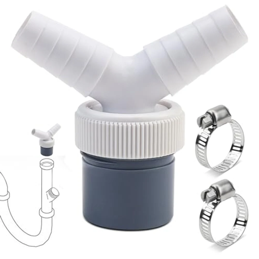 Dishwasher Washing Machine Drain Adapter Double Connection Y 1 1/4 Inch 40Mm Y-type Fork Drain Extension Hose Connector