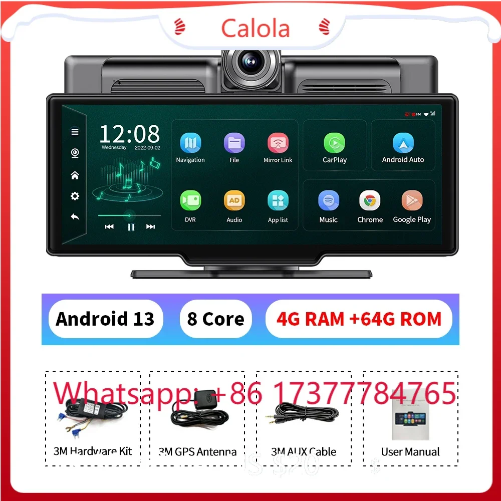 10.26 Inch 4G Android 13 ADAS Dash Cam 8 Core Wireless Carplay Android Auto GPS Navigation Rearview Mirror DVR