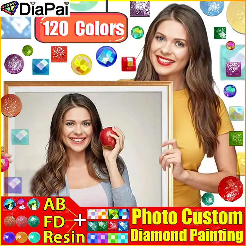 

DIAPAI 120 цветов смола + сказочная пыль + AB дрель фото на заказ алмазная живопись 5D DIY Алмазная вышивка домашнее свадебное украшение