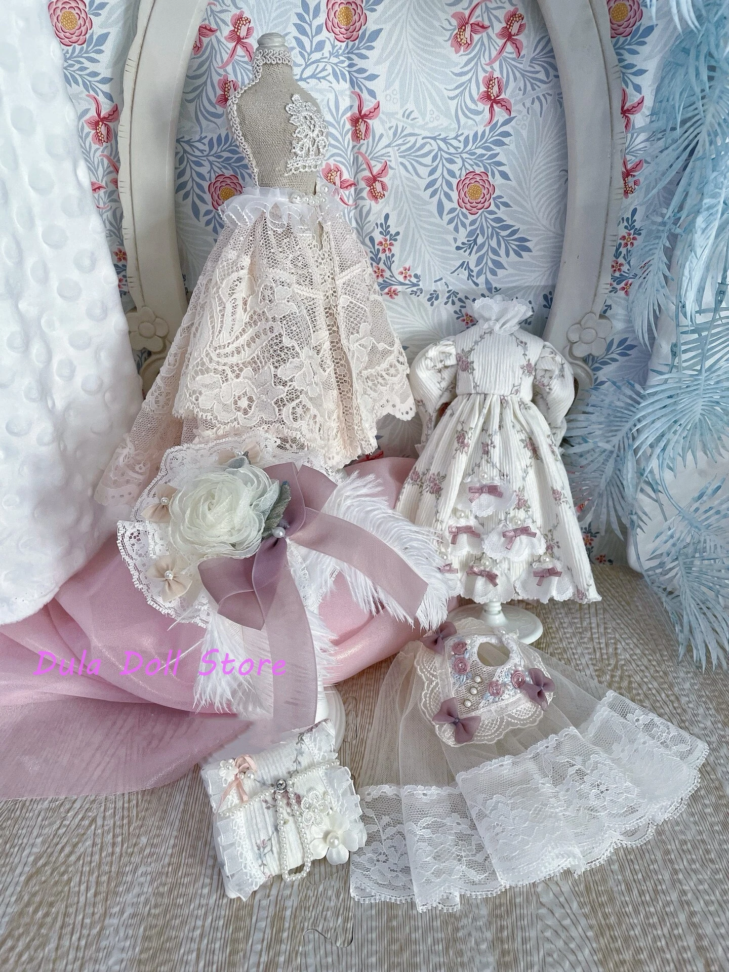 دولا ملابس دمى لقاء رومانسي جديد فستان عتيق مطرز لدمية بليث لاندو لانداز Qbaby ob24 ob22 Azone