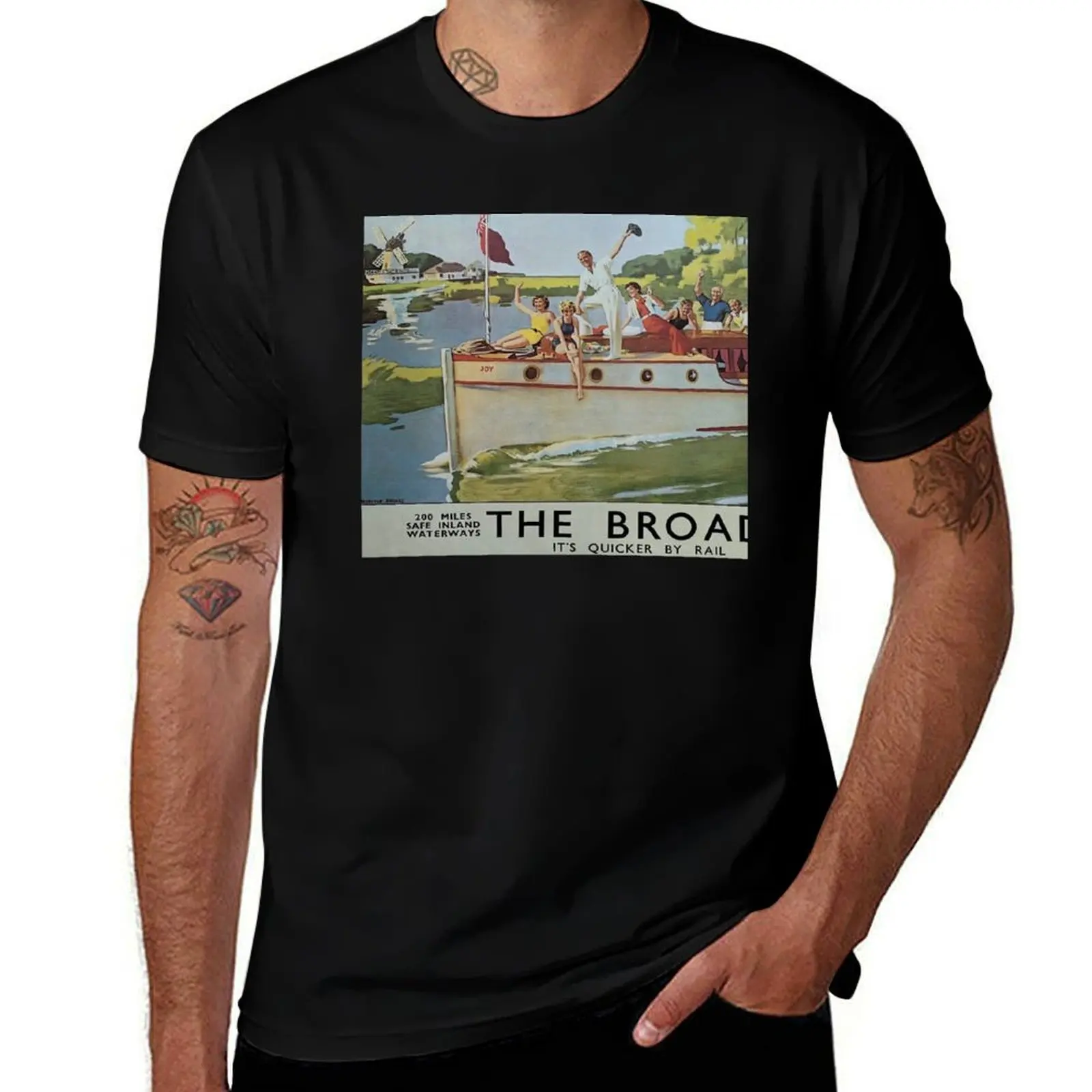 The Broads vintage travel poster T-Shirt custom shirt aesthetic clothes graphic t shirts oversizeds Men's t-shirts