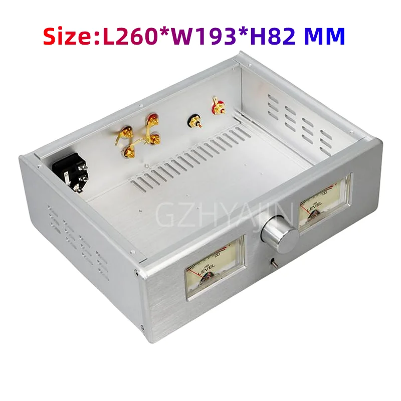 

BRZHIFI 2608 Power Amplifier Chassis Double VU Meter All Aluminum Alloy Headphone Amplifier Case