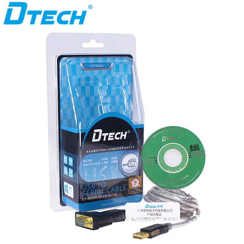 Cabo conversor serial DTECH OEM/ODM USB para DB9 Rs232 1,8 m