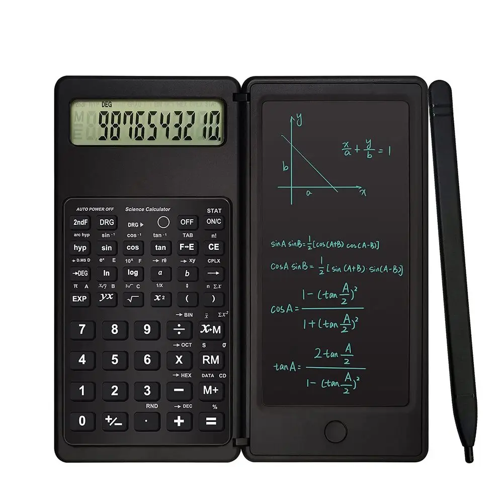 Digital Drawing Pad Foldable Desk Scientific Calculators Large Display with an Erasable Writing Tablet 10-Digit Digital