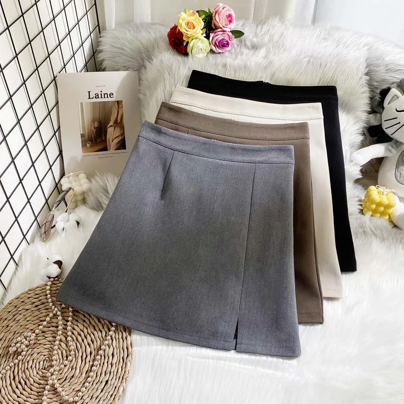 2024 Korean Fashion Women's High Waist Wrap Hip Skirt Vintage Zipper College Style Safety Pants Mini Skirts For Women Clothing