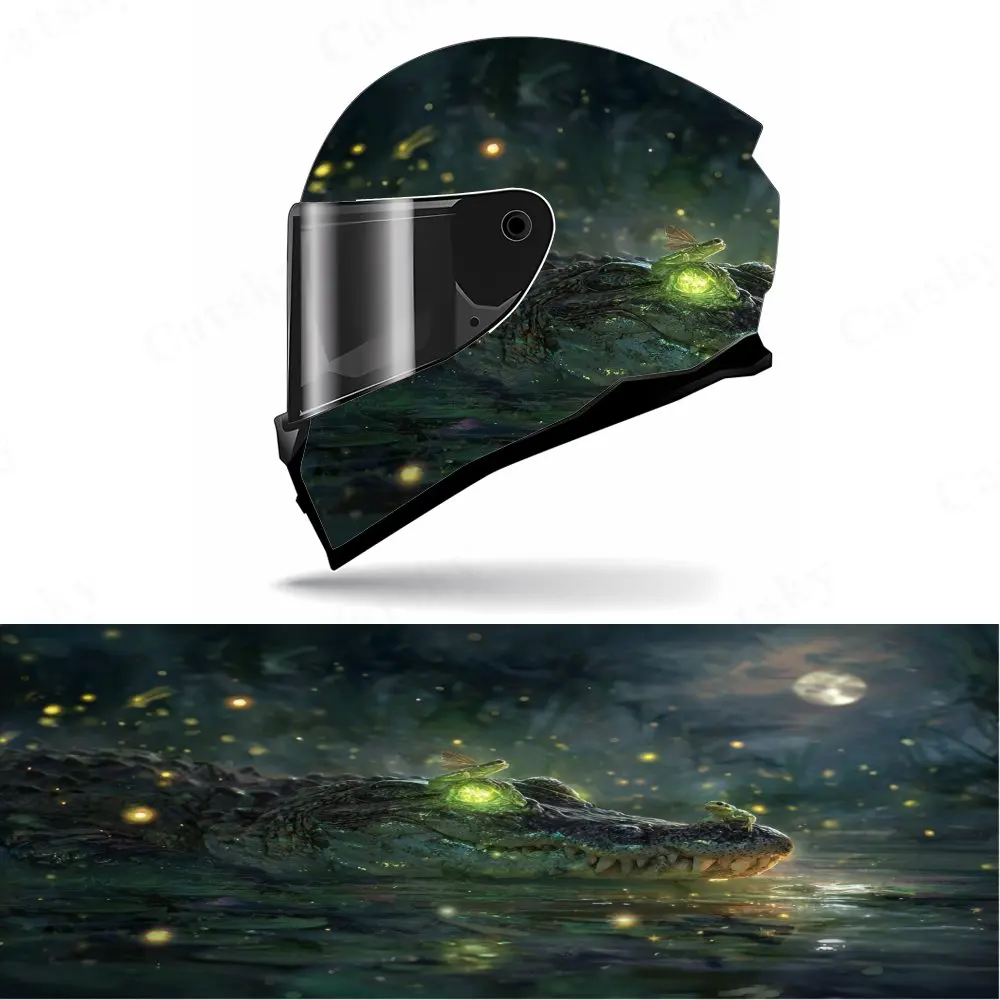 

Crocodile and Fireflies Full Face Helmet Decals - Durable and Waterproof PVC, self-adhesive Motorcycle Racing Helmet Aesthetic S