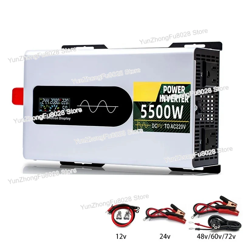 6.5KW 6500W 5.5KW Inverter Pure Sine Wave 12V/24V/36V/48V/60V/72V DC To AC Solar Converter Car Solar RV Vehicle Inverter 50/60hz