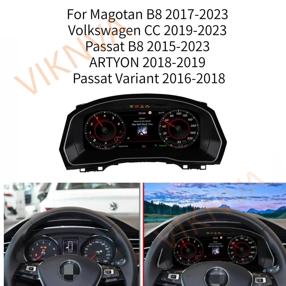 12.3  Lcd Dashboard Display For VW Volkswagen CC Arteon 2018-2023 Odometer Speedometer Virtual Cockpit Digital Cluster CarPlay