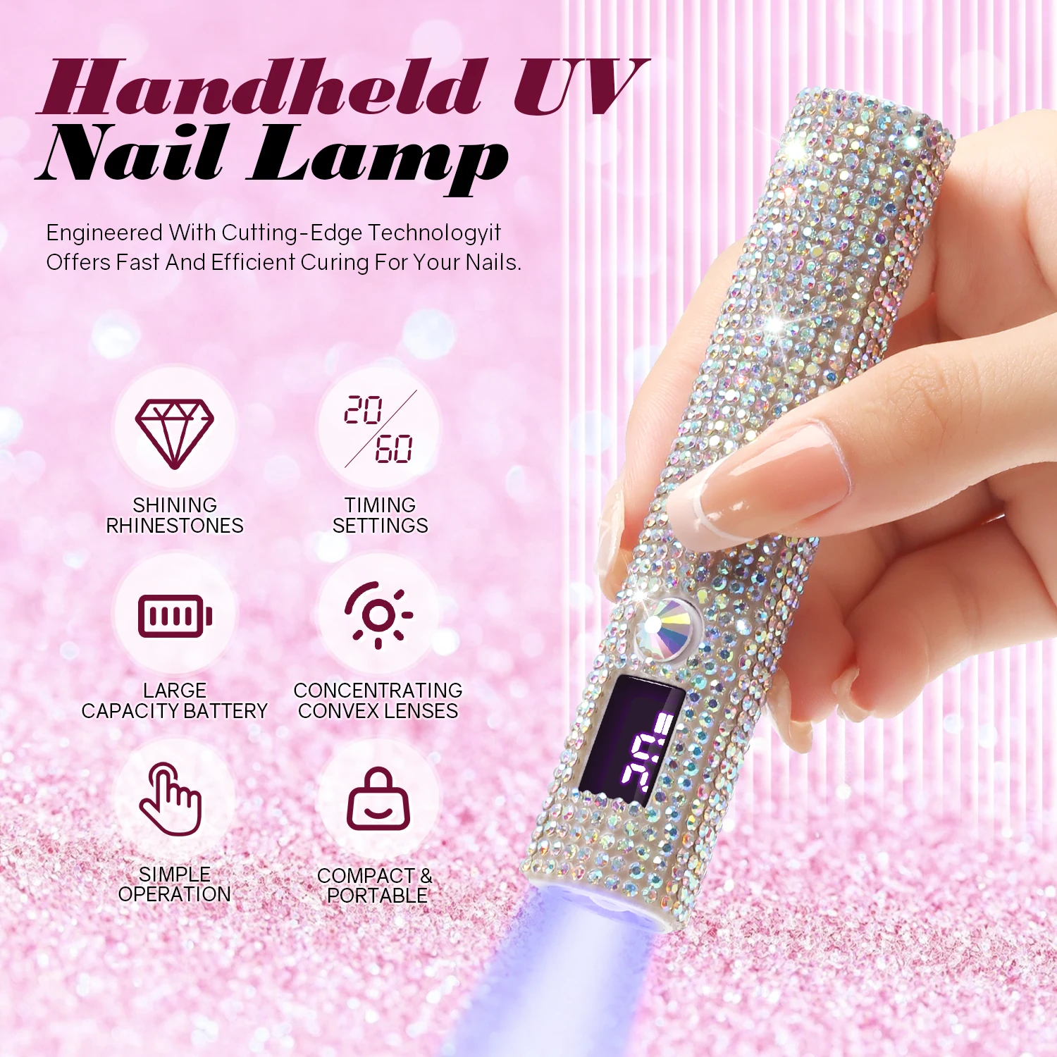 DianaBeauty Handheld Nail Dryer Lamp UV/LED Nail Curing All Gel Polish Nail Art Tool USB Rechargeabl Quick Dry Nail Lamp