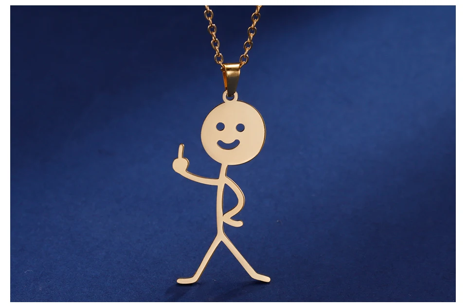 Teamer Hip Hop Mittelfinger Stickman Halskette Rock Punk Lustige Doodle Anhänger Halskette für Frauen Männer Trend Schmuck Geschenk – Detail 10