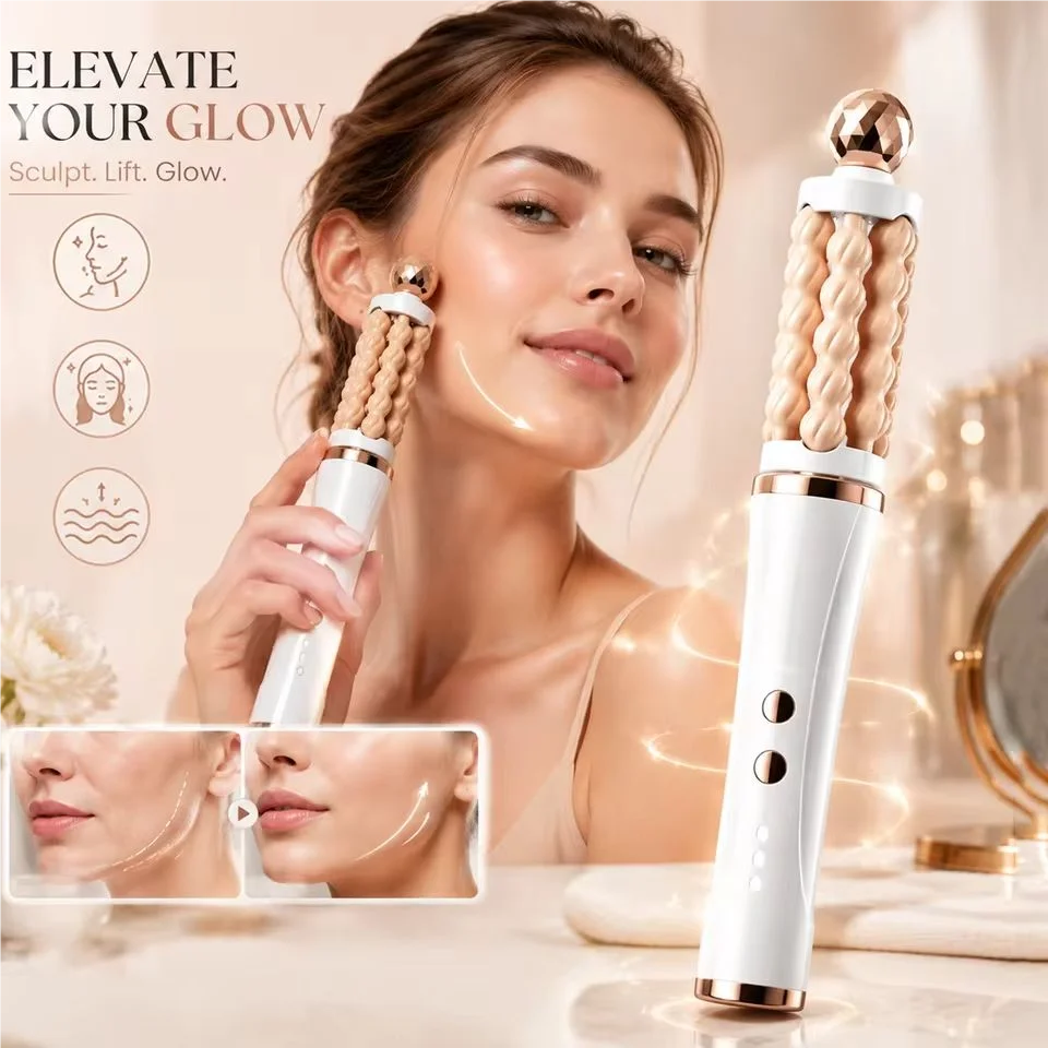 New 3D Wave Roller Rotation Massager Luxury Facial Lifting and Massage Stick Beauty Wand Facial Shaping Lifting Skin Tightening